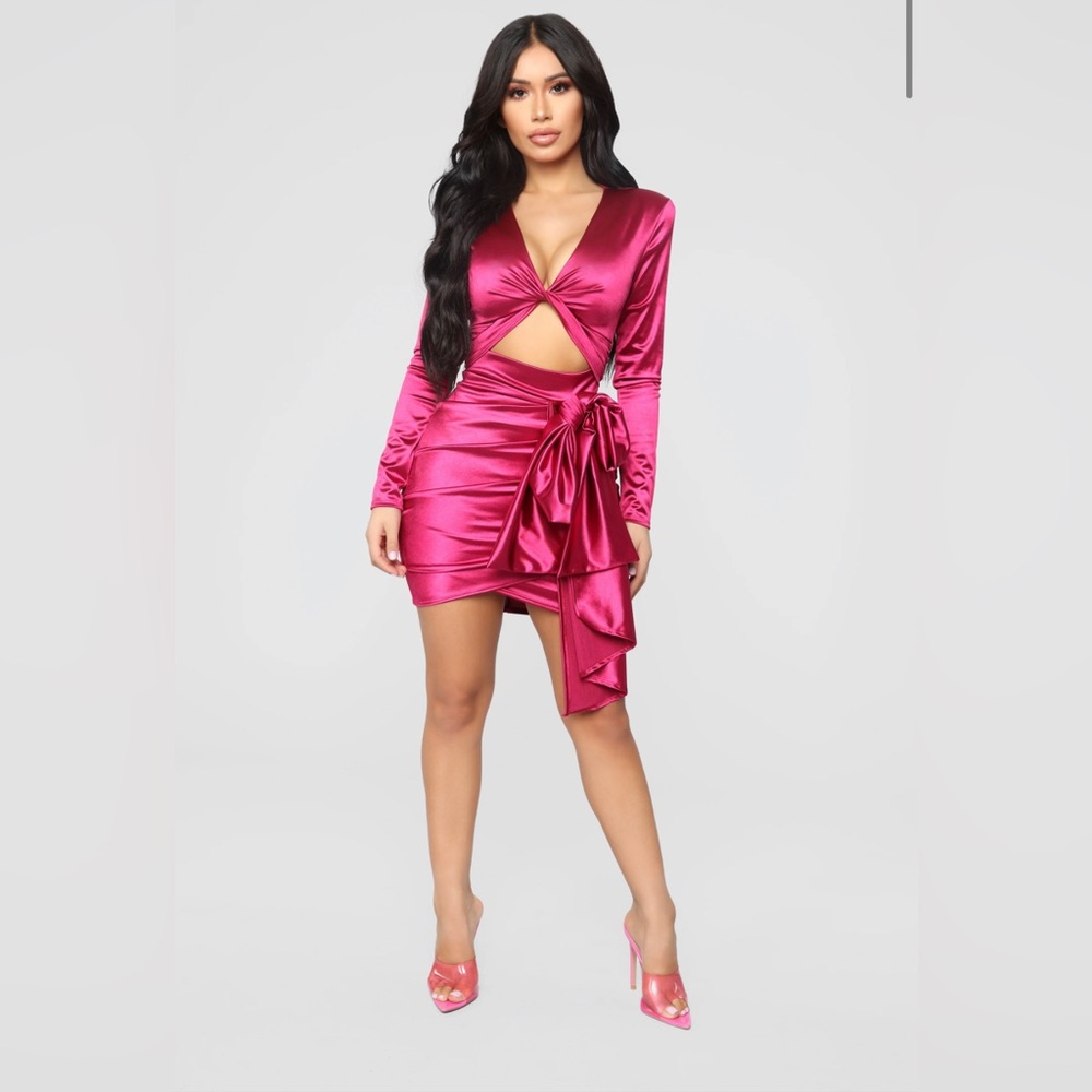 Satin Magenta Fashion Nova Dress